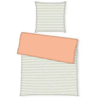 Tom Tailor Wendebettwäsche, Grün, Orange, Textil, Streifen, 155x220 cm, pflegeleicht, Schlaftextilien, Bettwäsche, Bettwäsche, Perkal-Bettwäsche