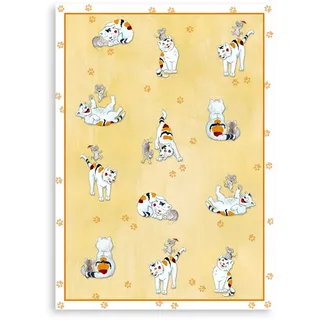 KRACHT, Halbleinen Geschirrtuch, Druckmotiv Katz+Maus, Format 50/70