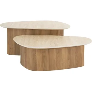 KAWOLA Couchtisch PRETO Set 2-tlg. Keramik weiß dreieckig - Weiß