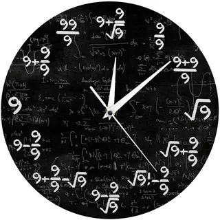 Fenteer Moderne Einzigartige 9's Formeln Mathematik Wanduhr 12 Zoll Mathematische Gleichungen Kunst Uhr Klassenzimmer Wohnzimmer Decor Geschenke