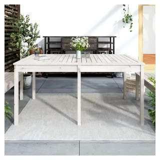 Gartentisch Outdoor Möbel Garten Tisch Balkontisch Wetterfest Terrassentisch Weiß 159,5x82,5x76 cm Massivholz Kiefer - Weiß