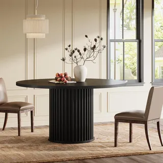 Esstisch Rund 120cm Schwarz Metallgestell für 4-6 Personen - Schwarz