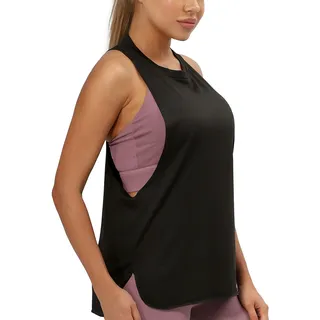 icyzone Sport Tank Top Damen Locker - Yoga Fitness Shirt atmungsaktive Sport Tops (L, Black)
