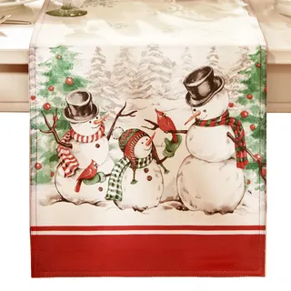Elrene Home Fashions Snowman Winterland Holiday Snowflake Tischläufer, Bunt, 13"x70" (Table Runner)