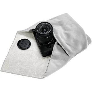 ComfortAce Einschlagtuch für Kamera als Schutzhülle für Fotoausrüstung im Rucksack, Tasche, Beutel etc. Passen für Vollformat DSLR, Objektiv, Stativ, Tablet-PC, etc. 45 x 45 cm,Hellgrau