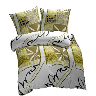 etérea Baumwolle Bettwäsche Polly 135x200 2er Set - mit Reißverschluß in Renforcé Qualität - Allergiker geeignet 00 - Bettbezug mit Kissenbezug - 135 x 200 + 80 x 80 - Grün - Grün