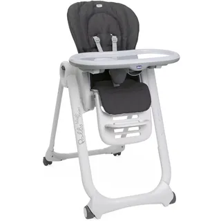 Chicco Polly Magic Relax Hochstuhl für 0 Monate - 3 Jahre (15 kg), verstellbar mit 4 Rädern, neigbar zur Babywippe, kompakte Verriegelung, Spielbügel und Verkleinerungskissen, grau