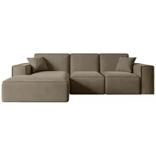 altdecor Ecksofa in L-Form, Serra-L - 266x169x80 cm Braun - Corner Sofa Bett Eckcouch Couch Wohnlandschaft Cauchsofa - Braun