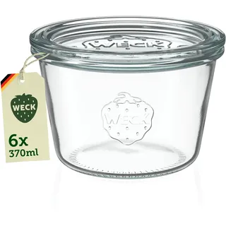 Weck Gläser 280ml – 6er Set mit Deckeln – Sturzform – robuste, stapelbare Einkoch- & Einweckgläser - ideal für Meal Prep, Overnight Oats, Dessert & Marmelade – wiederverwendbar – Made in Germany