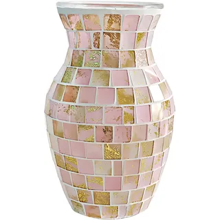 AiiBowy Vase, Glasvasen, Handgefertigt Mosaik Glasvase, Dekorative Vasen, Modern Vase für Büro, Wohnzimmer, Küche, Heimdekoration, Tischdekoration, Schlafzimmer, Bücherregale, Hochzeit, Party, (Rosa)