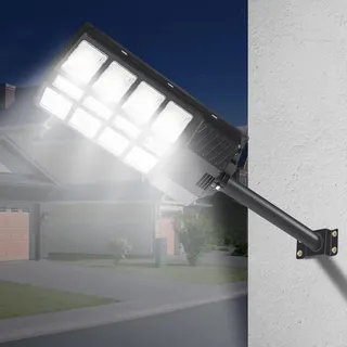 300W Straßenlaterne Lichtmast Solar LED Straßenlampe mit Bewegungsmelder - Schwarz