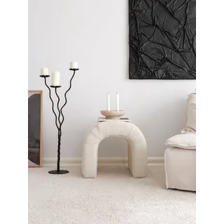 Atelier Del Sofa Stylish Pouffe, Cream Teddy Fabric, 51 x 45 x 46 cm | 100% Polyester, Beech Tree Frame | Perfect for Modern Living Rooms & Cozy Spaces