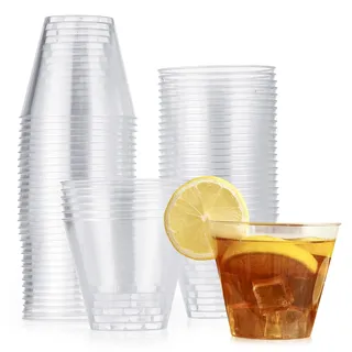 MATANA 60 Hartplastik Partybecher, Plastikbecher, 255ml/9oz - Mehrweg Kunststoffbecher, Cocktailgläser, Cocktail Becher für Geburtstage, Hochzeiten & Partys - Elegant & Stabil