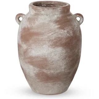 Vase Rustikal Blumenvase Braun 20cm Antik Vase Keramik Landhausstil Deko | Vintage Vase mit Griffen Keramik Vase für Blumengesteck Dekovase Ästhetik Rustikal Dekor Tisch Kamin Wohnzimmer Küche Deko