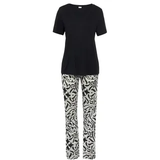 s.Oliver Damen Pyjama schwarz-ecru gemustert Gr.32/34