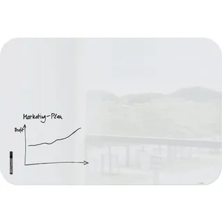 SIGEL GL305 Glas-Whiteboard 150x100 cm weiß hochglänzend, abgerundete Ecken, SGS geprüft, inkl. 1 schwarzen Board-Marker, Glas-Magnettafel Artverum