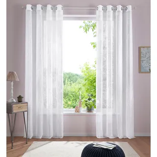 Home Affaire »Adele« Ösen 1 Stk. tlg. transparent, mit floraler Stickerei, Voile, weiß,