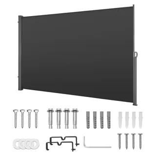 Ausziehbare Seitenmarkise, 180 x 300 cm. Ausziehbare Seitenveranda mit Polyestergewebe (180 g/m2), wasserdicht. Sonnenschutz, Sichtschutz für den Außenbereich, Raumteiler für Garten, Balkon, Pool, Terrasse, Farbe: Grau