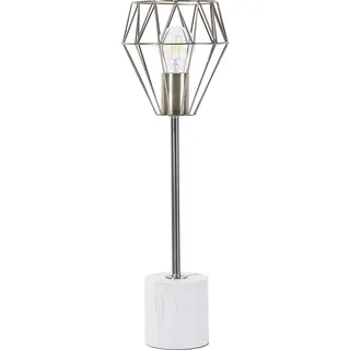 BELIANI Tischlampe Gold Metall 53 cm Glühbirnen-Optik Schirm Diamantform Lampenfuß Marmoroptik Kabel mit Schalter Modernes Design - Gold, Weiß