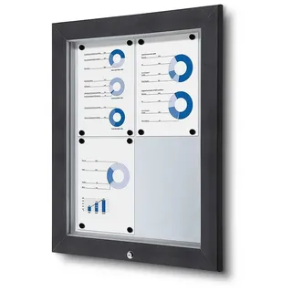 Showdown® Displays Showdown® Abschließbarer Schaukasten Magnetisch 58,3 x 76 (H) cm, Anthrazit 4 x DIN A4