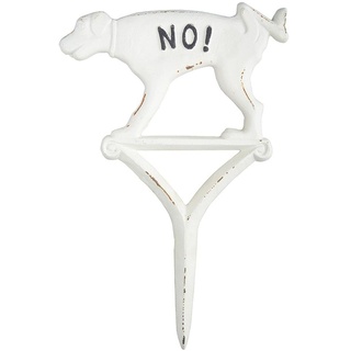 Esschert Design Hundeschild pinkeln "No!" weiß aus Gusseisen, 20,5 x 1,2 x 31,5 cm