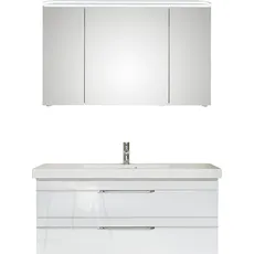 Bild Badmöbel-Set »Balto Sprint 2-teilig, Mineralmarmor-Waschtisch mit LED-Spiegelschrank«, (2 St.), Badezimmer Set inkl. Türdämpfer, 3 Türen, 2 Schubladen, weiß