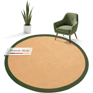 carpetfine Sisalteppich Rund Grün Ø 80 | Moderner Teppich für Wohn- und Schlafzimmer