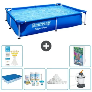Bestway Steel Pro Rechteckig - 221x150x43 cm - 7-teilig S15 - Blau