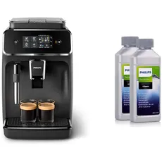 Philips Series 2200 Vollautomatische Espressomaschine mit klassischem Milchaufschäumer & Philips Universal Flüssig-Entkalker für Kaffeevollautomaten, Vorteilspack, 0.5 Liter, 6 x 6 x 16 cm, Grau