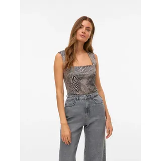 Vero Moda Shirttop VERO MODA "VMMILLION SL SQUARE NECK TOP JRS NOOS", Damen, Gr. L (40), oatmeal aop:tilla zebra, Jersey, Obermaterial: 86% Polyester, 14% Elasthan, bedruckt, slim fit normal, eckiger Ausschnitt, Tops Shirttop