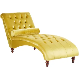 Beliani Chaiselongue Samtstoff Senfgelb