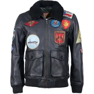 Top Gun Leder Fliegerjacke schwarz 3XL