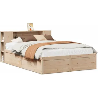 vidaXL Massivholzbett ohne Matratze 140x190 cm Kiefernholz - Braun