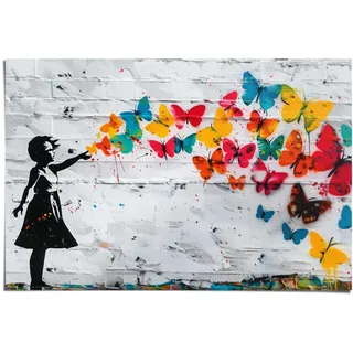 Reinders! Reinders "Butterfly Girl", Kinderzimmer - mehrfarbig), - 150 gr. Papier - Street Art - 91,5x61 cm, farbe bild(er): mehrfarbig