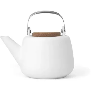 VIVA Nicola Teekanne im japanischen Stil aus weißem Porzellan – 40 oz/1,18 l mit Tee-Ei für lose Blätter, Edelstahlfilter und -griff, Korkdeckel