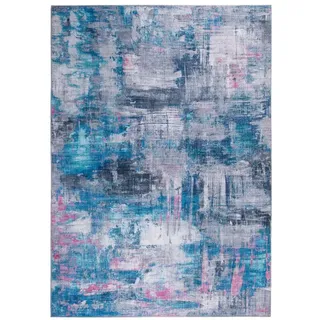 -luxor- living Teppich Wohnzimmer Prima im Vintage Design - Wohnzimmerteppich Teppich Kurzflor Digitaldruck in zeitlosem Design Grau-blau 80 x 150 cm