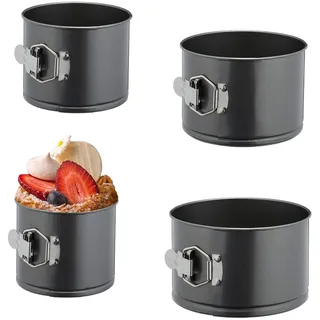 ILVRX Kuchenformen Rund Set, Ø 12, 14, 16, 18cm Springform Kuchenform mit abnehmbarem Boden Antihaftbeschichtung, für Käsekuchen, Torten und Quiches 4 Stück
