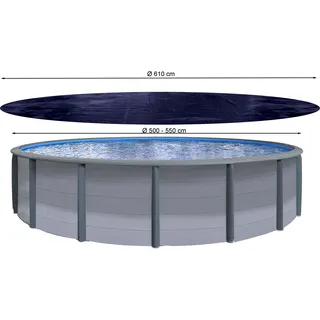 Poolabdeckung Rund für 500-550 cm Pools | Planenmaß Ø 610 cm | Schwarz | Sommer & Winter Poolplane | Solar Abdeckplane 200 g/m2 PE Zweifach Beschichtete Abdeckung | Solarplane UV-Resistent - Schwarz