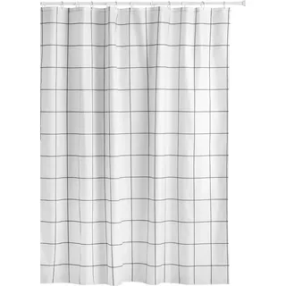 TATAY Duschvorhang Stoff 220x200 cm | Mit 16 Ringen | Waschbarer Duschvorhang Modernes Design | Strapazierfähiges Polyester | Modell Timeless – Weiß, Beige & Grün