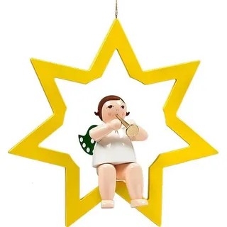 Fensterbild Engel im Stern mit Trompete ohne Krone Höhe 38 cm NEU Fensterdeko