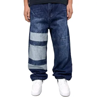 DADA Patchwork Baggy Denim Jeans im Retro-Look Größe: 30W / 32L - Blau