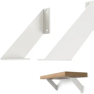 ChasBete Regalhalterung Weiß Robuste, Regalhalter Metall Winkel Regal Weiß Vintage, 15cm Regalträger Schwerlast 2 Stück