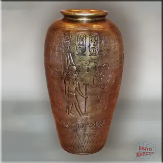 Vase Bodenvase Amphore Antike Blumenvase Ägyptische Pflanzenvase Kunstharz - 9 - Antik Gold - 36 cm X 63,5 cm