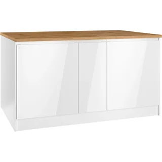 KOCHSTATION Kücheninsel »KS-Virginia«, Breite 153 cm, MDF-Fronten, Flaschenregal, weiß