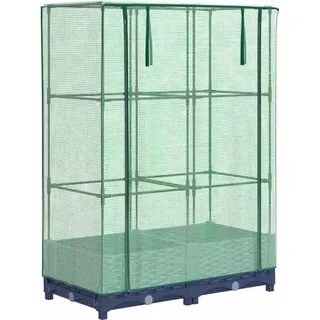 vidaXL Hochbeet mit Gewächshaus-Aufsatz Rattan-Optik 80x40x123 cm - Grau