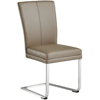 Valdera Schwingstuhl , Edelstahlfarben, Hellgrau , Metall, Leder , Echtleder , Rindleder , Flachrohr , 44x98x58 cm , Lederauswahl, Stoffauswahl, Typenauswahl, Gestellauswahl , Esszimmer, Stühle, Schwingstühle