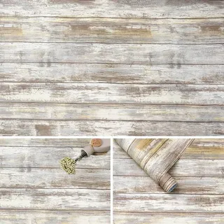 Arthome Klebefolie Rustikales Holzoptik Selbstklebende Tapete,Dekoratives Vinyl Holz Papier für Möbel Küche Arbeitsplatte Schränke Möbel Tische Wand Wandverkleidung,Grau Holz,44cmx6m