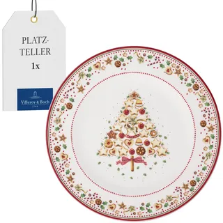 Villeroy & Boch Winter Bakery Delight Platzteller, dekorativer Servierteller aus Premium Porzellan, rot/bunt, 32 cm