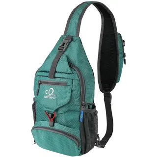 WATERFLY Brusttasche Sling Bag Klein: Faltbarer Herr Crossbody Bodybag Crossbag Slingbag Crossover Single Chest Rucksack Schultertasche Schulterrucksack Cross Body Herren Damen Reisen Wandern