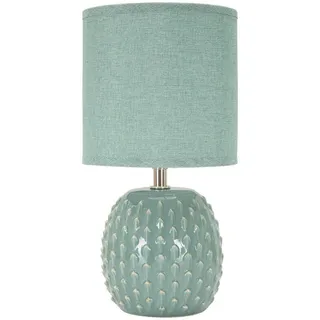 Tischleuchte , Türkis , Metall, Textil, Keramik , 14x27x14 cm , Lampen & Leuchten, Innenbeleuchtung, Tischlampen, Tischlampen